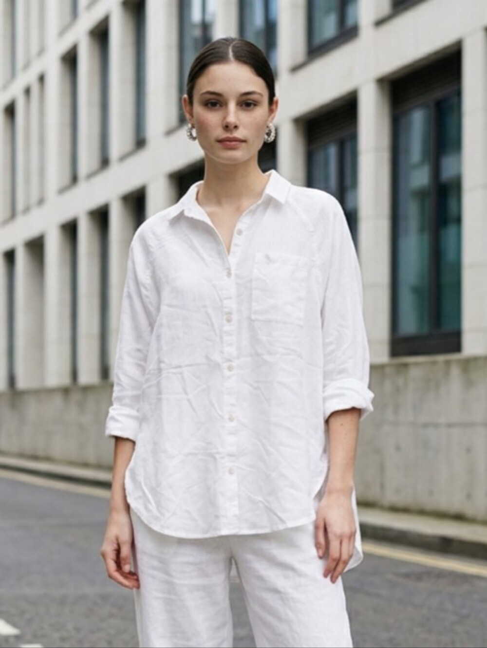 Aerie SZ XS NWT White Linen Blend Button Down Beachy Cover Up Long Sleeve Top